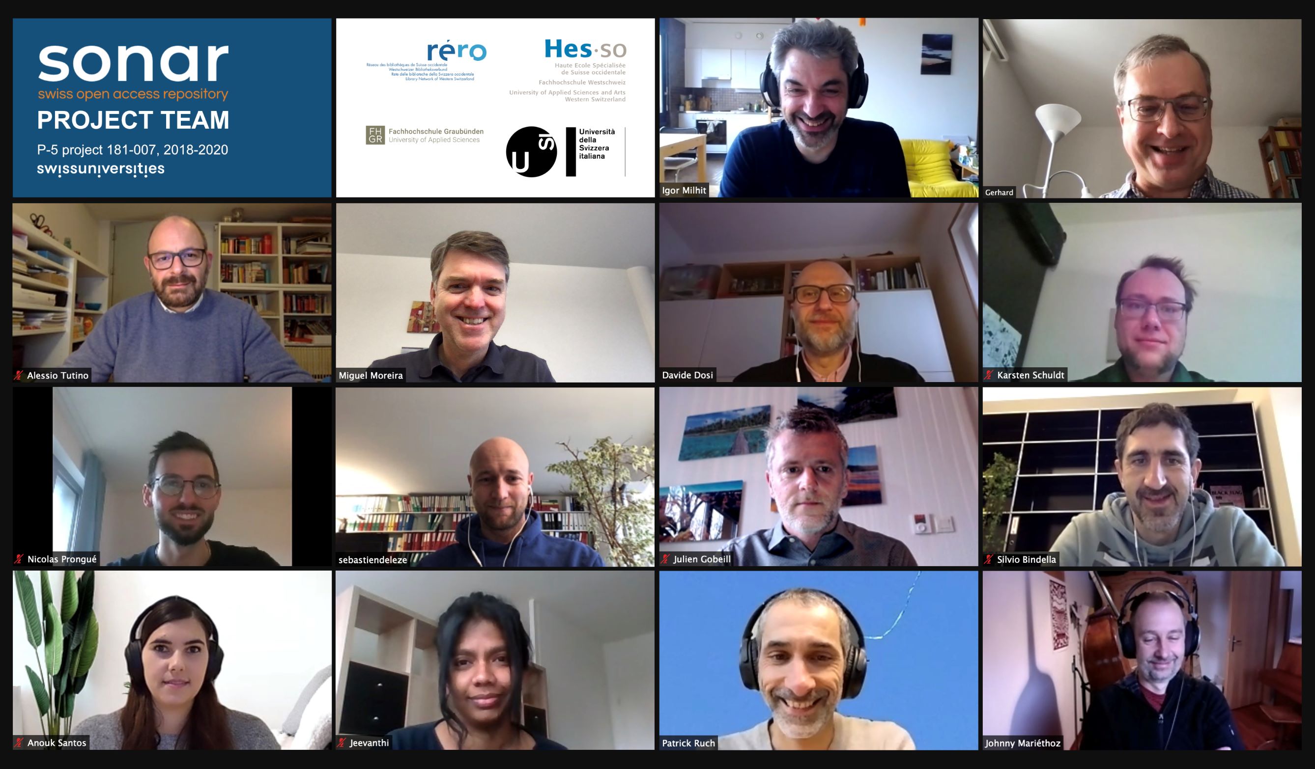 Screenshot of the whole SONAR project team during a Zoom meeting
